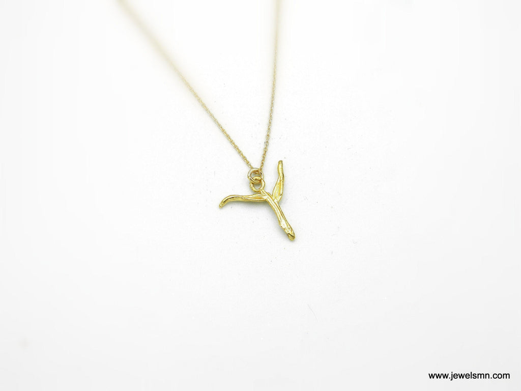 Gold Cross Necklace, Tree Branch Pendant, Handmade Nature Jewelry, Gift for Faith and Protection, Eco Sustainable Sterling Silver 925