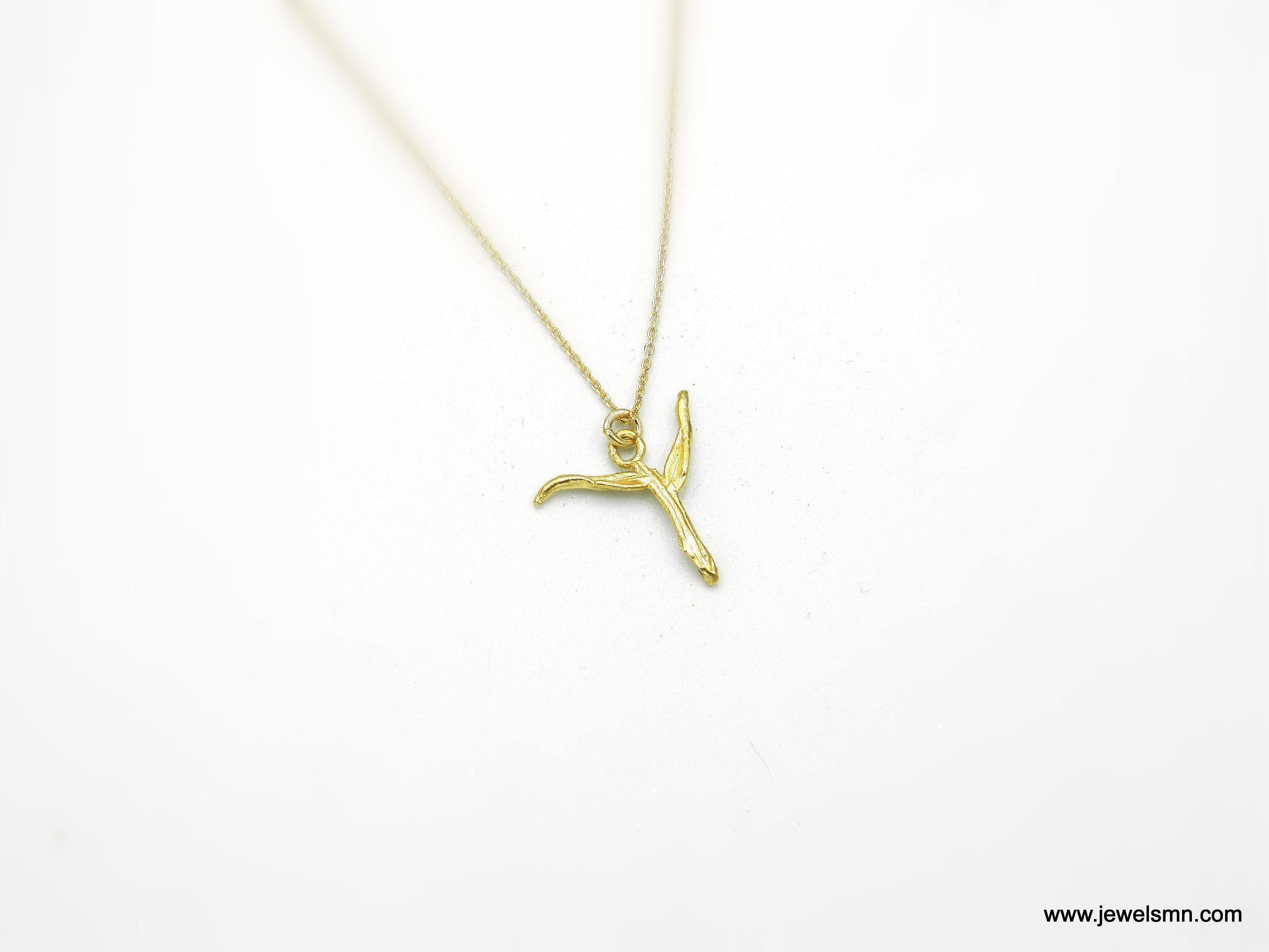 Gold Cross Necklace, Tree Branch Pendant, Handmade Nature Jewelry, Gift for Faith and Protection, Eco Sustainable Sterling Silver 925