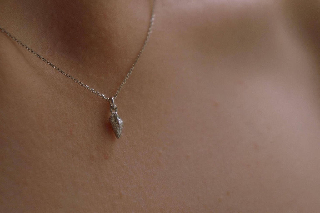 Real Sea Shell Pendant, Handmade Minimalist Jewelry, Dainty Beach Necklace, Gift for Health and Longevity, Sterling Silver 925