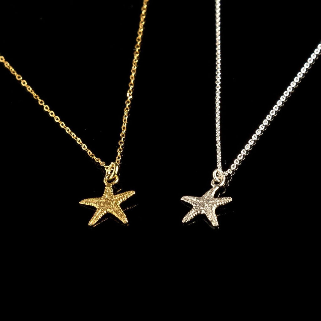 Solid Gold Starfish Pendant, Handmade Minimalist Jewelry, Ocean Pendant for Beach, Gift for Health and Longevity, Real Gold (9K, 14K, 18K)