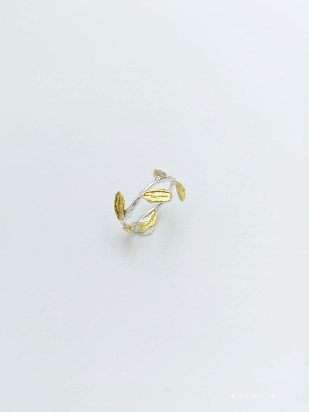 Real Olive Twig Ring, Handmade Minimalist Jewelry, Branch with Leaves, Gift for Health and Longevity, Sterling Silver 925