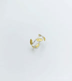 Gold Olive Branch Ring, Handmade Minimalist Jewelry, Birthday Gift for Her, Organic Tree Band, Eco Sustainable Sterling Silver 925