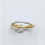 Two-Tone Olive Twig Ring, Handmade Minimalist Jewelry, Organic Branch Band, Gift for Health and Longevity, Sterling Silver 925
