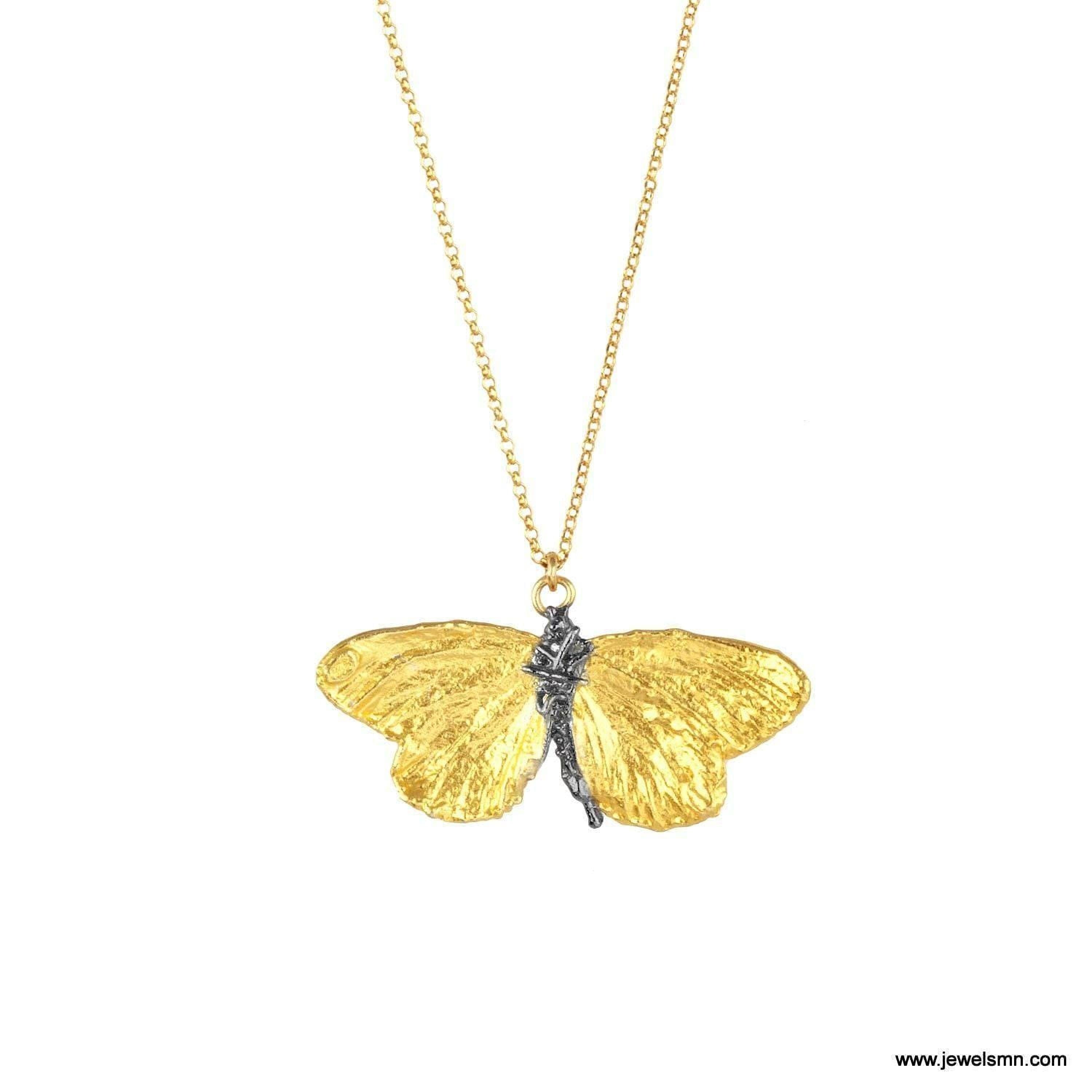 Real Butterfly Necklace, Handmade Nature Jewelry, Organic Pendant Gift for Luck & Freedom, Eco Sustainable Sterling Silver 925