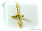 Gold Cross Necklace, Handmade Nature Jewelry, Organic Branch Pendant, Gift for Faith & Protection, Sterling Silver 925 Twig