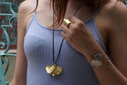 Gold Ginkgo Biloba Leaf Necklace, Handmade Nature Jewelry, Organic Forest Pendant, Gift for Immortality & Rejuvenation, Recycled Brass