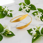 Gold Olive Leaf Bracelet, Handmade Nature Jewelry, Organic Tree Cuff, Gift for Victory & Health, Eco Sustainable Sterling Silver 925