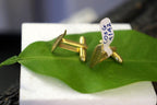 Olive Leaf Cufflinks for Men's Suit, 14K Gold Plated Brass, Wedding Gift for Men, Men's Suit Accessories