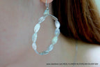 Silver Rose Leaves Earrings, Handmade Minimalist Jewelry, Botanical Dangle Hoops, Gift for Luck & Love, Eco Sustainable Sterling Silver 925