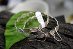 Silver Rose Leaves Earrings, Handmade Minimalist Jewelry, Botanical Dangle Hoops, Gift for Luck & Love, Eco Sustainable Sterling Silver 925