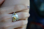 Real Olive Leaf Ring, Handmade Minimalist Jewelry, Organic Tree Band, Gift for Health & Resilience, Gold and Sterling Silver 925