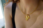 Real Rose Leaf Necklace, 14K Gold Plated Sterling Silver 925 Pendant, Handmade Minimalist Jewelry Gift, Birthday Gift for Her, Boho Fashion