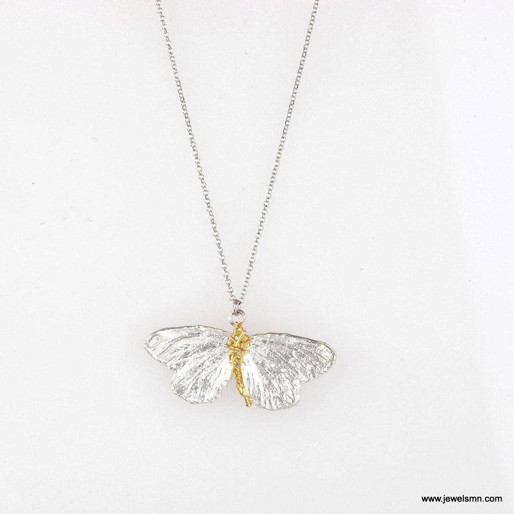 Real Butterfly Silver Necklace, Handmade Nature Jewelry, Organic Chain Pendant, Gift for Freedom & Beauty, Sterling Silver 925
