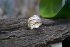 Real Pine Branch Ring, Handmade Nature Jewelry, Organic Tree Band, Boho Gift for Resilience & Health, Eco Sustainable Sterling Silver 925