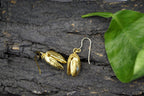 Real Pistachio Gold Earrings, Handmade Nature Jewelry, Organic Drops, Gift for Health & Luck, Gold or Sterling Silver 925