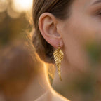 Real Fern Leaf Gold Earrings, Handmade Nature Jewelry, Organic Forest Dangles, Gift for Health & Resilience, Gold or Sterling Silver 925