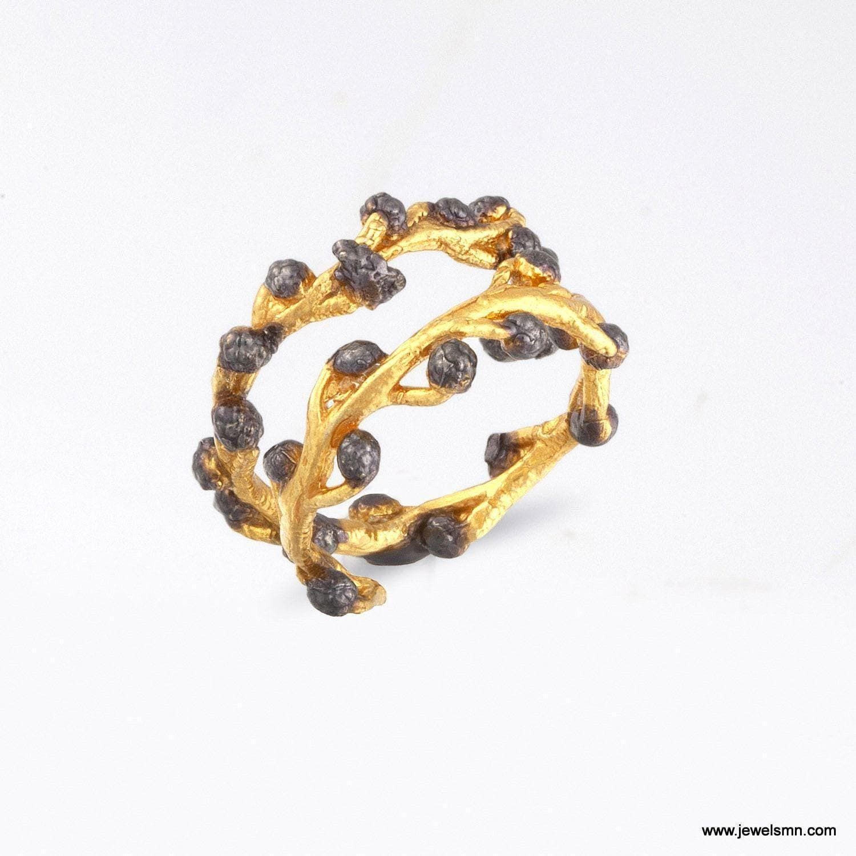 Real Acacia Branch Ring, Gold Plated Sterling Silver 925 Twig Ring, Handmade Minimalist Jewelry Gift, Birthday Gift for Women, Eco Inspired