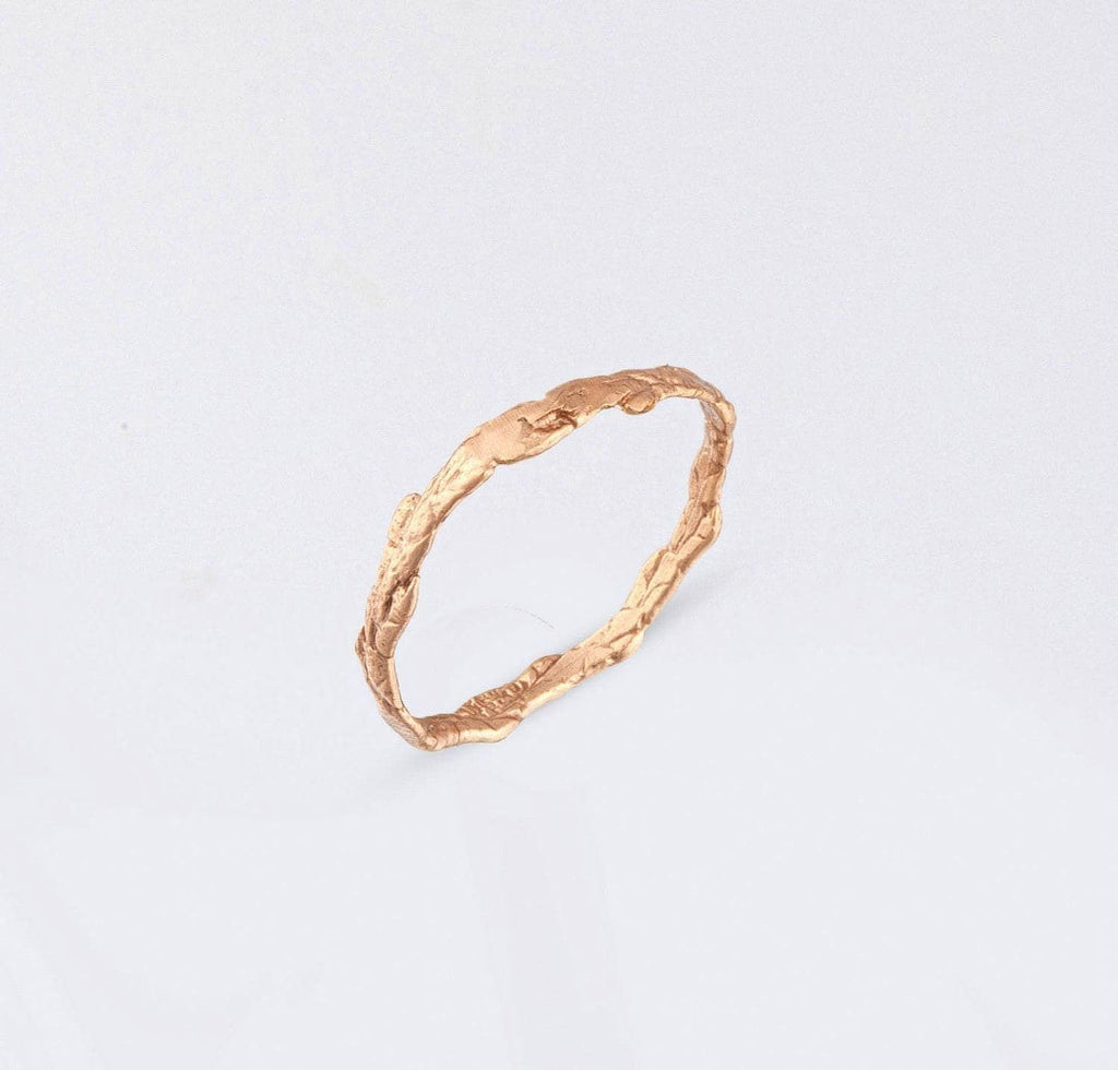 Real Juniper Branch Gold Ring, Handmade Minimalist Jewelry, Organic Dainty Band, Gift for Longevity & Health, Sterling Silver 925