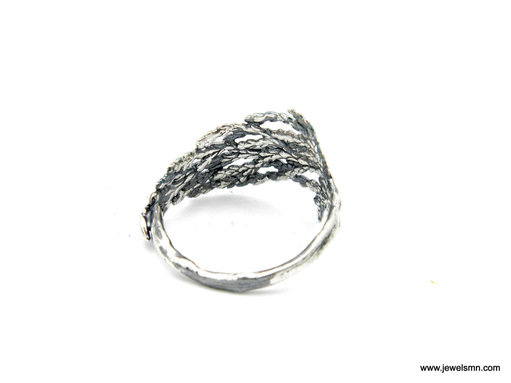 Real Juniper Branch Silver Ring, Handmade Minimalist Jewelry, Organic Forest Band, Gift for Health & Resilience, Sterling Silver 925