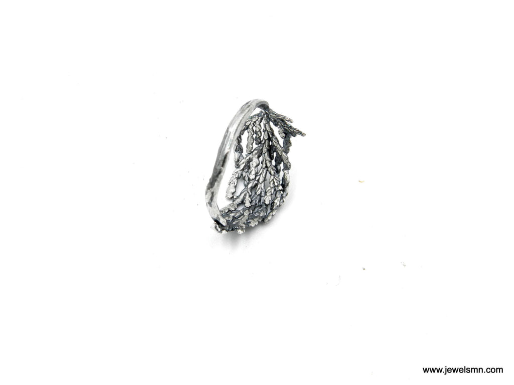 Real Juniper Branch Silver Ring, Handmade Minimalist Jewelry, Organic Forest Band, Gift for Health & Resilience, Sterling Silver 925