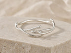 Silver Jasmine Branch Ring, Sterling Silver 925 Band, Handmade Minimalist Jewelry Gift, Birthday Gift for Women, Gift for Purity and Focus