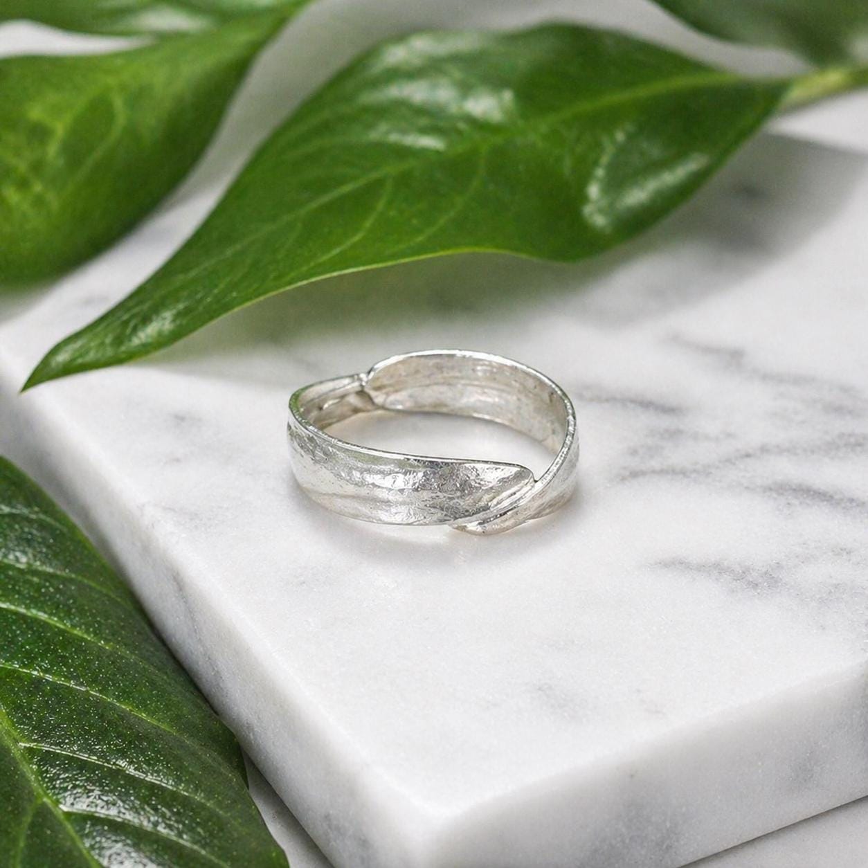 Real Olive Leaf Silver Ring, Handmade Minimalist Jewelry, Organic Tree Band, Gift for Victory & Health, Eco Sustainable Sterling Silver 925
