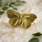 Real Butterfly Pin, Handmade Nature Jewelry, Organic Gold Brooch, Gift for Freedom & Health, Eco Sustainable Sterling Silver 925