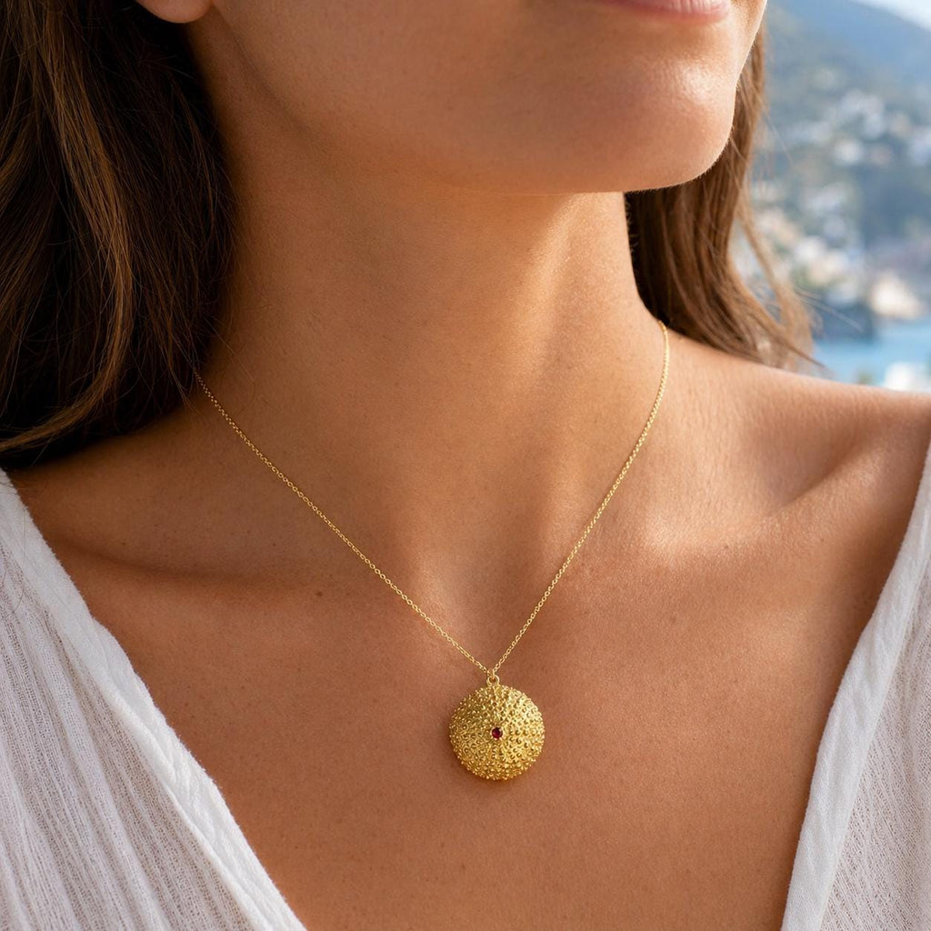 Real Sea Urchin Necklace, Handmade Nature Jewelry, Organic Beach Pendant, Summer Gift for Health & Luck, Eco Sterling Silver 925