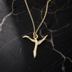 Solid Gold Acacia Branch Cross Necklace, Handmade Minimalist Jewelry, Organic Pendant, Gift for Faith & Spirituality, Real Gold (9K-18K)
