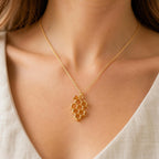 Real Honeycomb Bee Pendant, 14K Gold Plated Sterling Silver 925, Handmade Nature Jewelry, Birthday Gift for Women, Organic Fashion