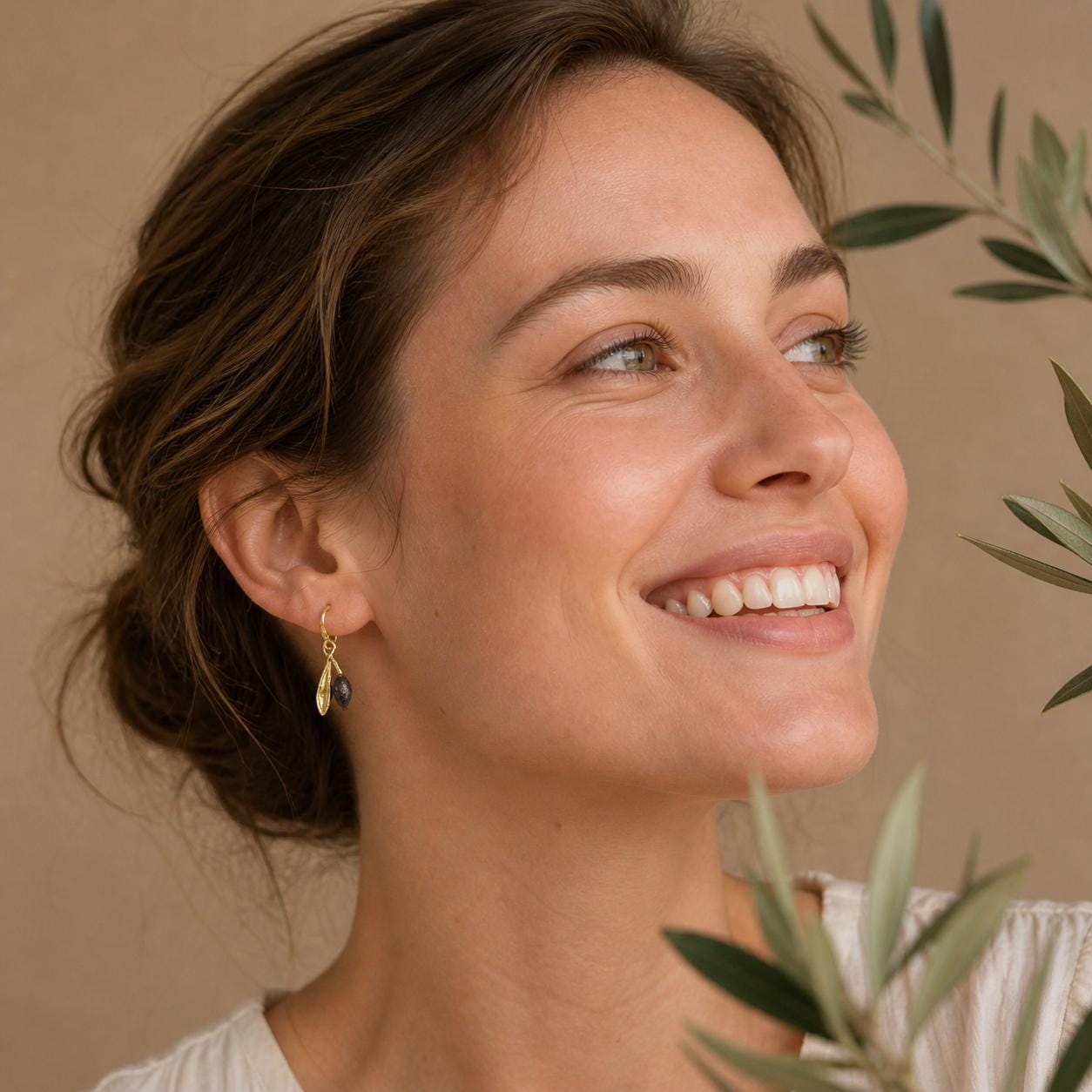 Olive plant Earrings gift for her.Sterling recycled silver 925,Handmade Nature Jewelry. Peace, protection and fertility in a wearable form