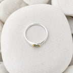 Minimalist Ring with Green Gemstone, Handmade Dainty Jewelry, Sterling Silver 925 Band for Everyday Wear, Nature-Inspired Gift for Women