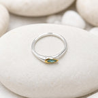 Minimalist Ring with Green Gemstone, Handmade Dainty Jewelry, Sterling Silver 925 Band for Everyday Wear, Nature-Inspired Gift for Women