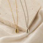 Silver Coffee Necklace, Sterling Silver Jewelry, Gold-Plated Silver Necklace, Silver Pendant, Coffee Bean Charm, Silver Charm