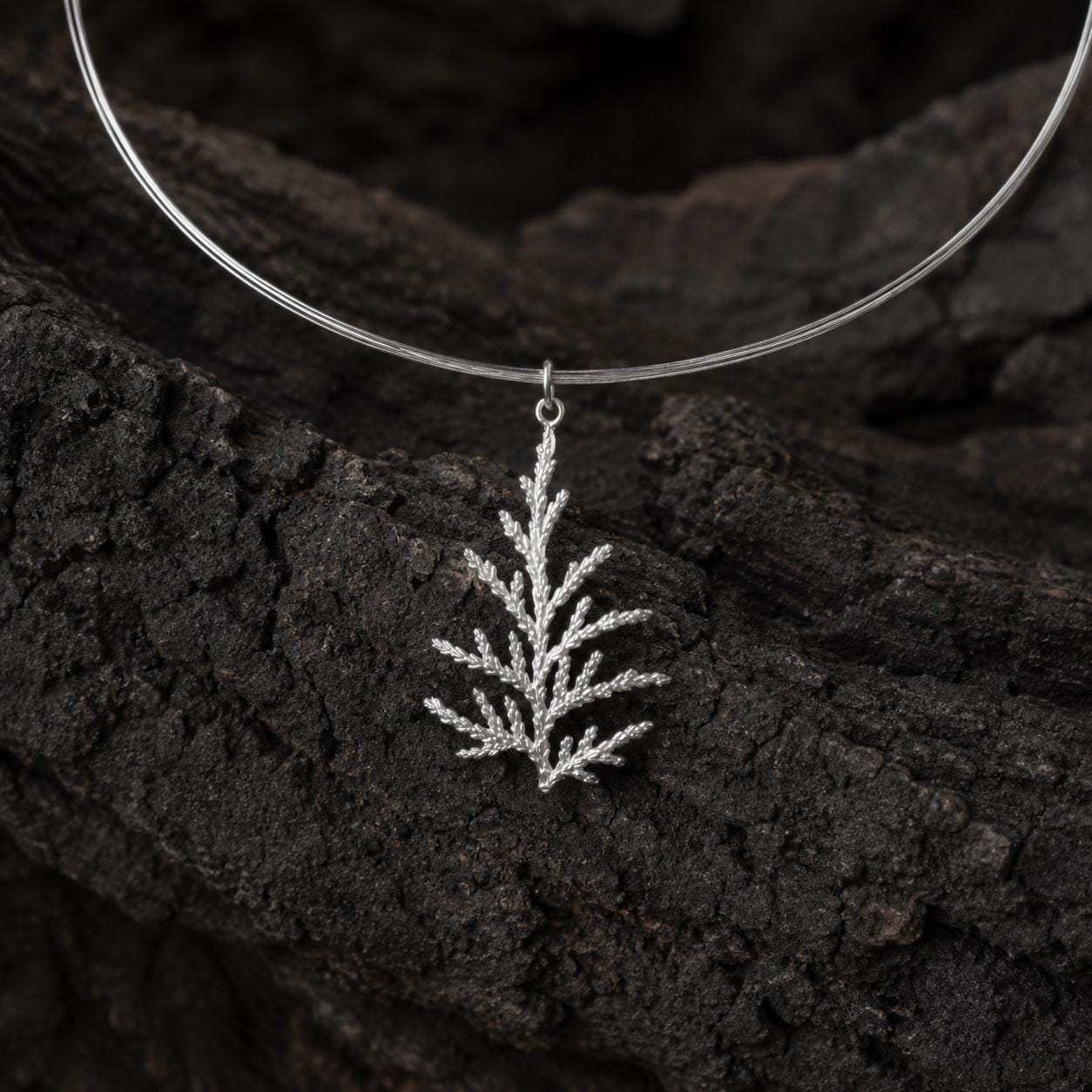 Real Juniper Branch Necklace, Handmade Nature Jewelry, Organic Forest Pendant, Gift for Victory & Health, Sterling Silver 925