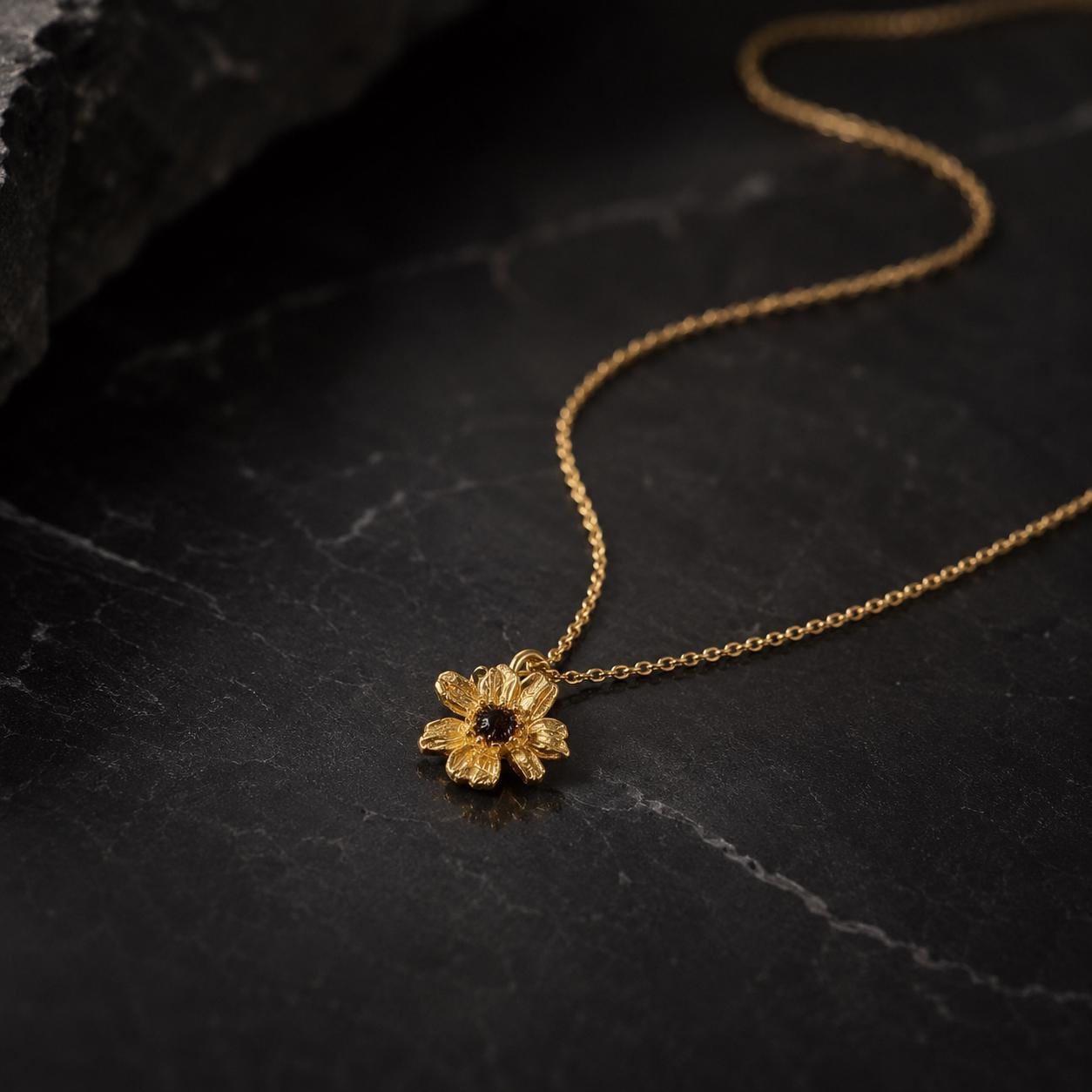 Real Chamomile Flower Necklace, 14K Gold Plated Sterling Silver 925 Pendant, Handmade Minimalist Jewelry Gift, Birthday Boho Gift for Women