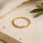 Solid Gold Juniper Branch Ring, Handmade Minimalist Jewelry, Dainty Forest Twig, Gift for Vitality & Luck, Real Gold (9K, 14K, 18K)