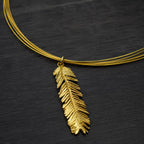 Real Mimosa Leaf Necklace, 14K Gold Plated Sterling Silver Pendant, Handmade Nature Jewelry Gift, Birthday Gift for Women, Boho Fashion