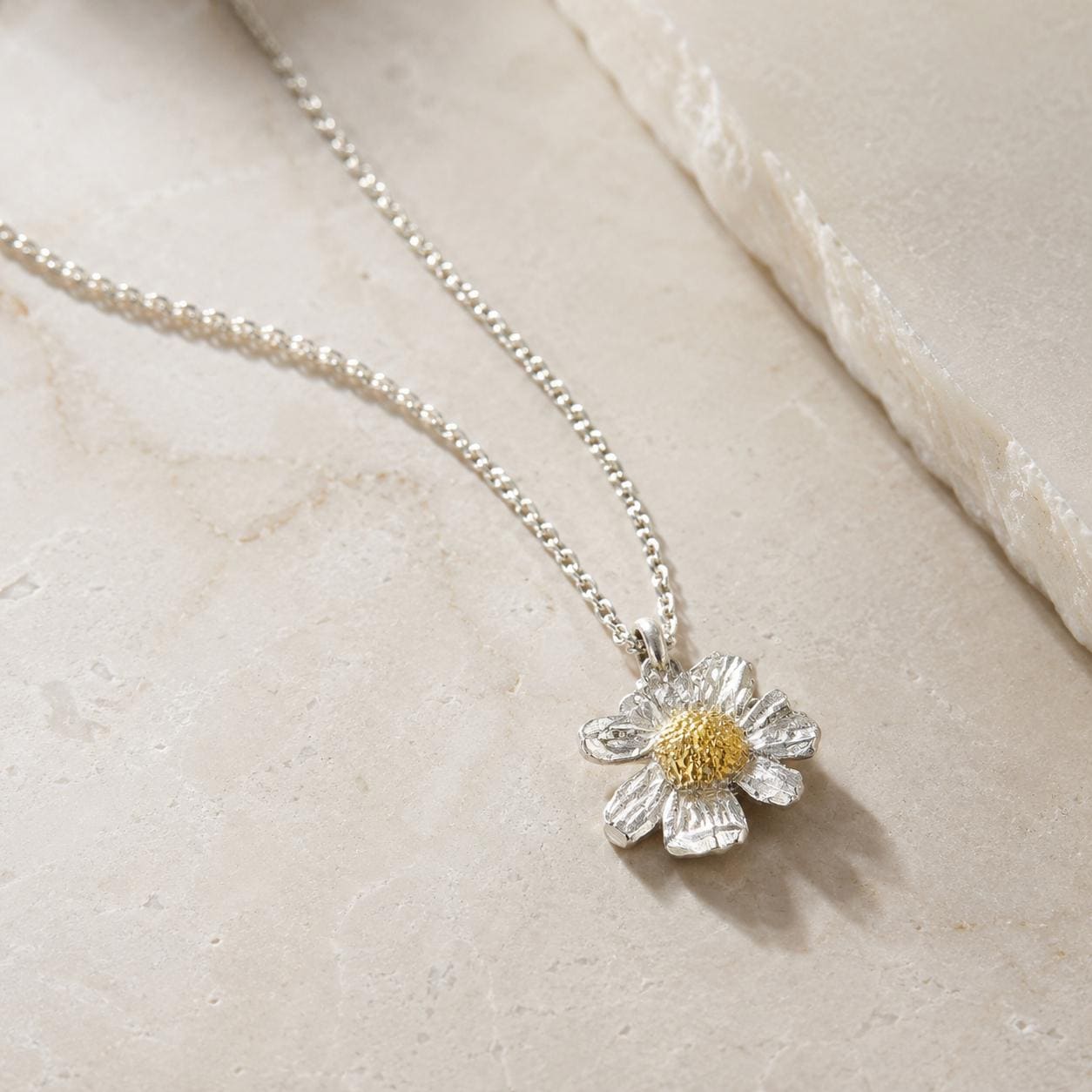 Real Chamomile Pendant, 14K Gold Plated Sterling Silver 925 Dainty Pendant, Handmade Minimalist Jewelry Gift, Birthday Gift for Women