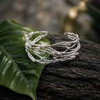 Gold Jasmine Branch Bracelet, Handmade 14K Gold Plated Sterling Silver 925 Cuff, Jewelry for Women, Nature-Inspired Birthday Gift