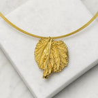 Real Mulberry Leaf Necklace, Handmade Nature Jewelry, Organic Gold Pendant, Gift for Rejuvenation & Health, Sterling Silver 925