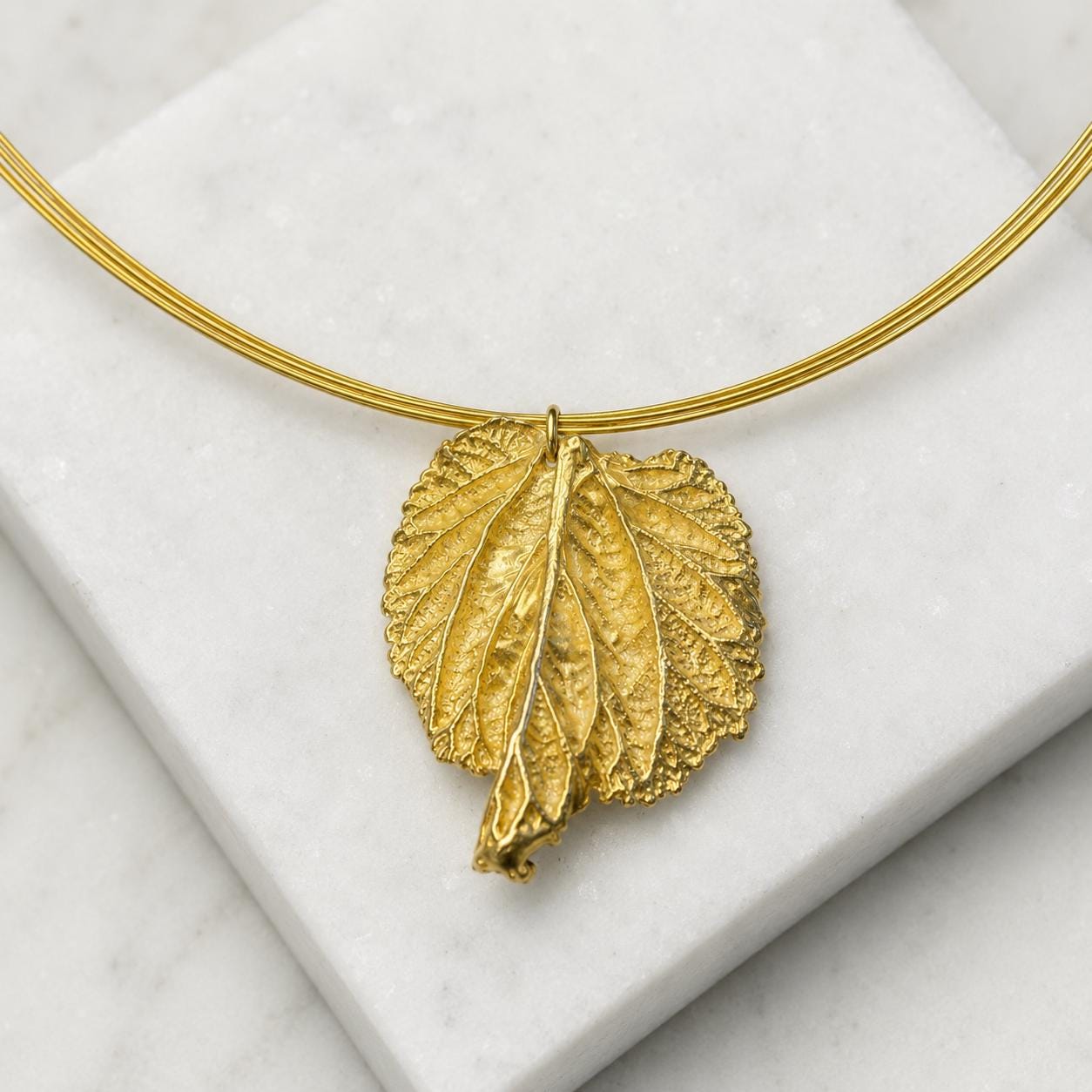 Real Mulberry Leaf Necklace, Handmade Nature Jewelry, Organic Gold Pendant, Gift for Rejuvenation & Health, Sterling Silver 925