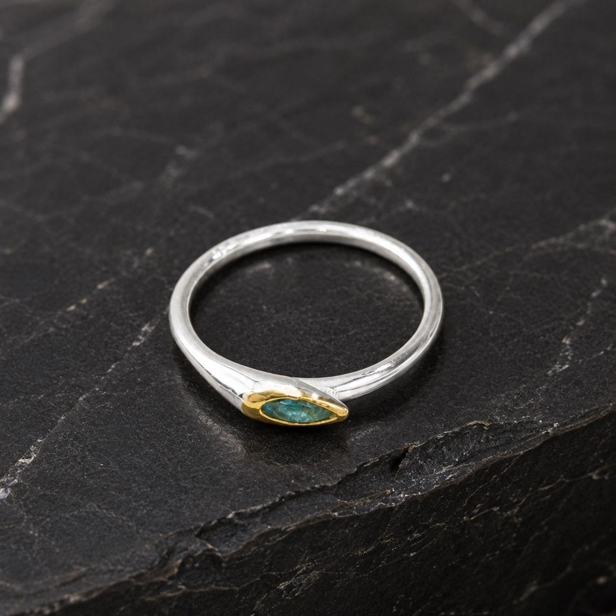 Minimalist Ring with Green Gemstone, Handmade Dainty Jewelry, Sterling Silver 925 Band for Everyday Wear, Nature-Inspired Gift for Women
