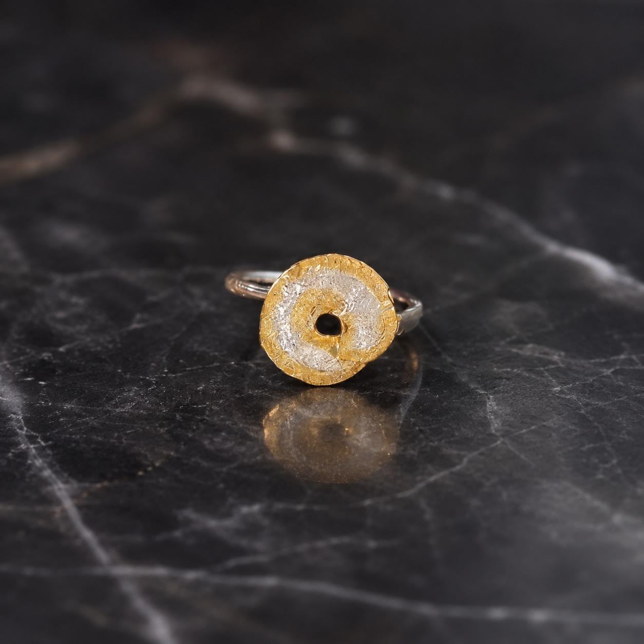 Handmade Leaf Spiral Gold Ring, Minimalist Nature Jewelry, Organic Band, Gift for Health & Longevity, Eco Sustainable Sterling Silver 925