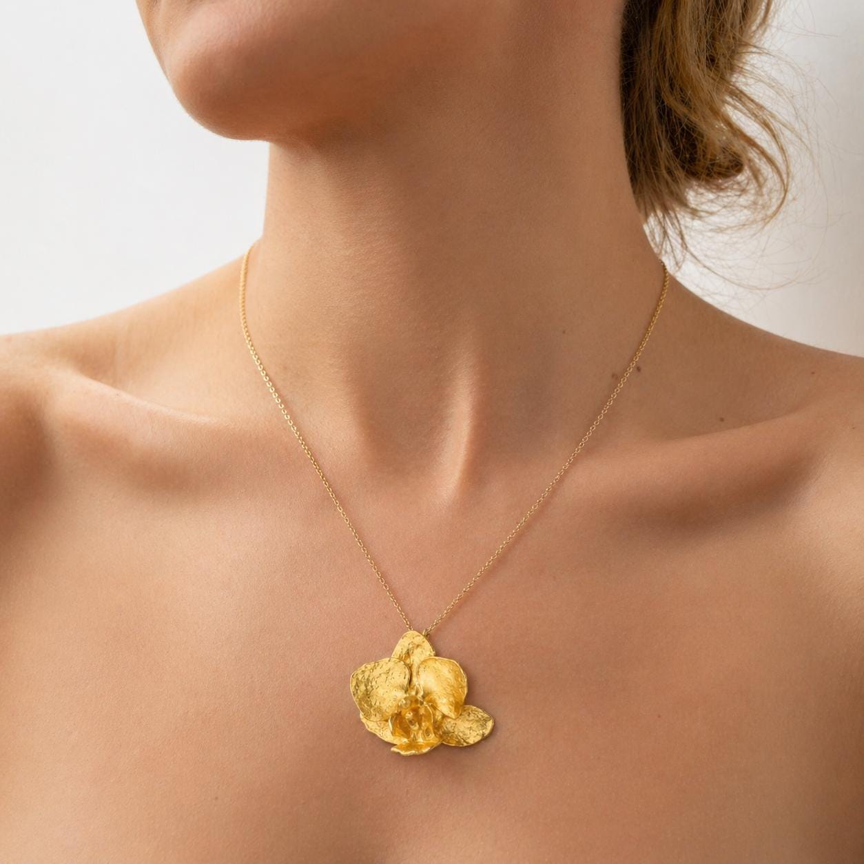 Real Orchid Flower Necklace, Handmade Nature Inspired Jewelry, Organic Forest Pendant, Gift for Youth & Health, Sterling Silver 925
