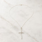 Silver Cross Jewelry Necklace, Olive Branch Twig Pendant, Handmade Unique Gift Cross Jewelry, Sterling Silver 925