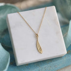 Solid Gold Leaf Necklace Jewelry, Real Gold Pendant, Gift for Her, Birthday Gift for Women, Handmade Jewelry