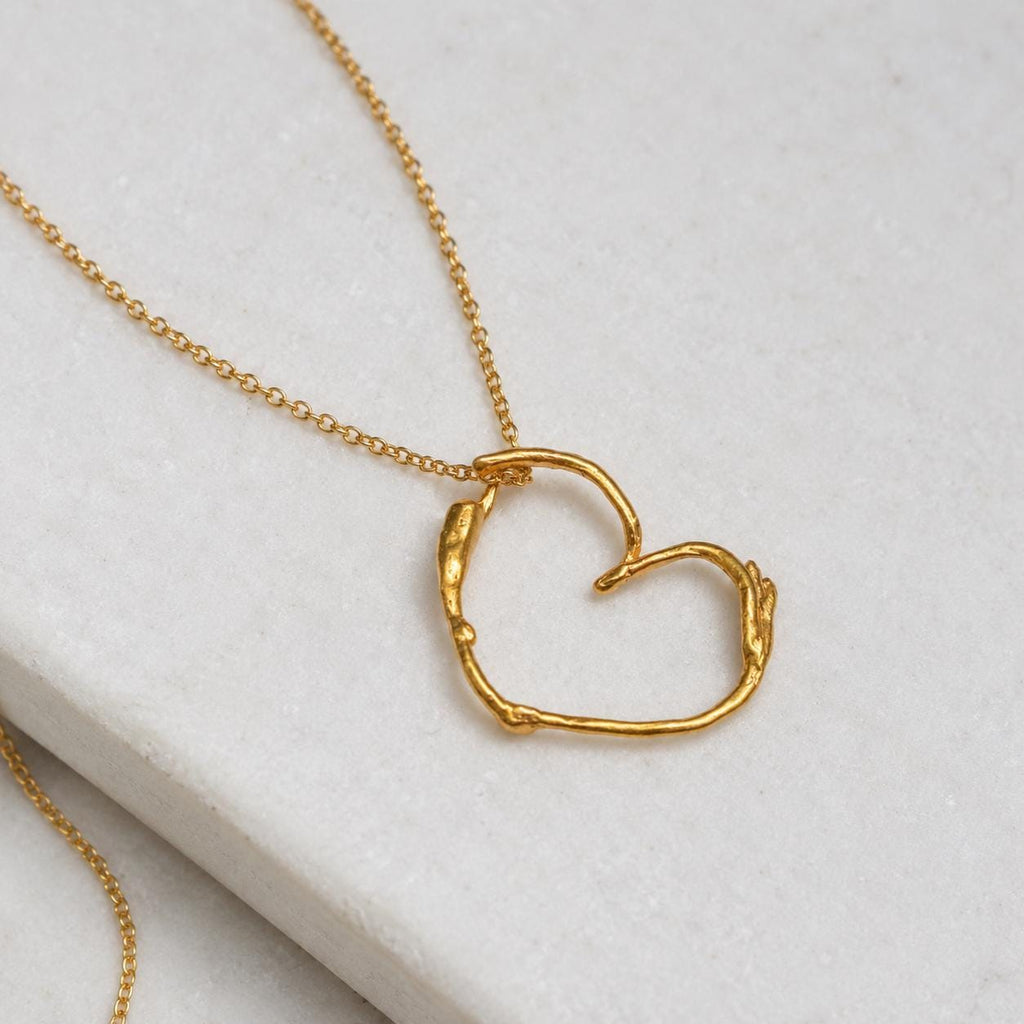 Real Jasmine Twig Necklace, Handmade Nature Jewelry, Heart-Shaped Branch Pendant, Gift for Purity & Health, Sterling Silver 925