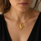 Real Rose Leaf Necklace, 14K Gold Plated Sterling Silver 925 Pendant, Handmade Minimalist Jewelry Gift, Birthday Gift for Her, Boho Fashion