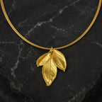 Real Rose Leaf Necklace, 14K Gold Plated Sterling Silver 925 Pendant, Handmade Minimalist Jewelry Gift, Birthday Gift for Her, Boho Fashion